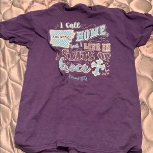 purple t shirt